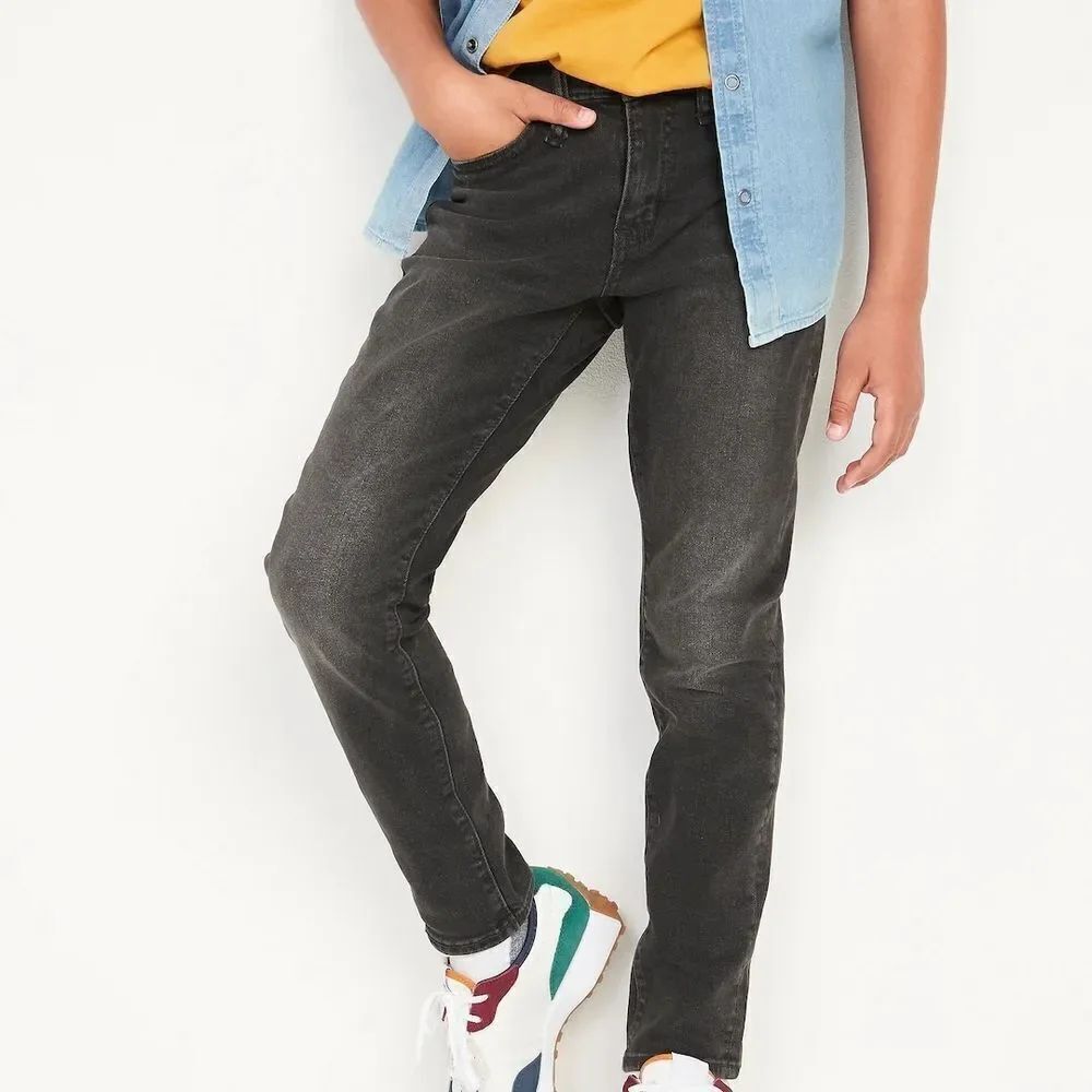 Old Navy Taper Jeans Built In Flex Style Coal Black Straight-Leg Boys Size 8